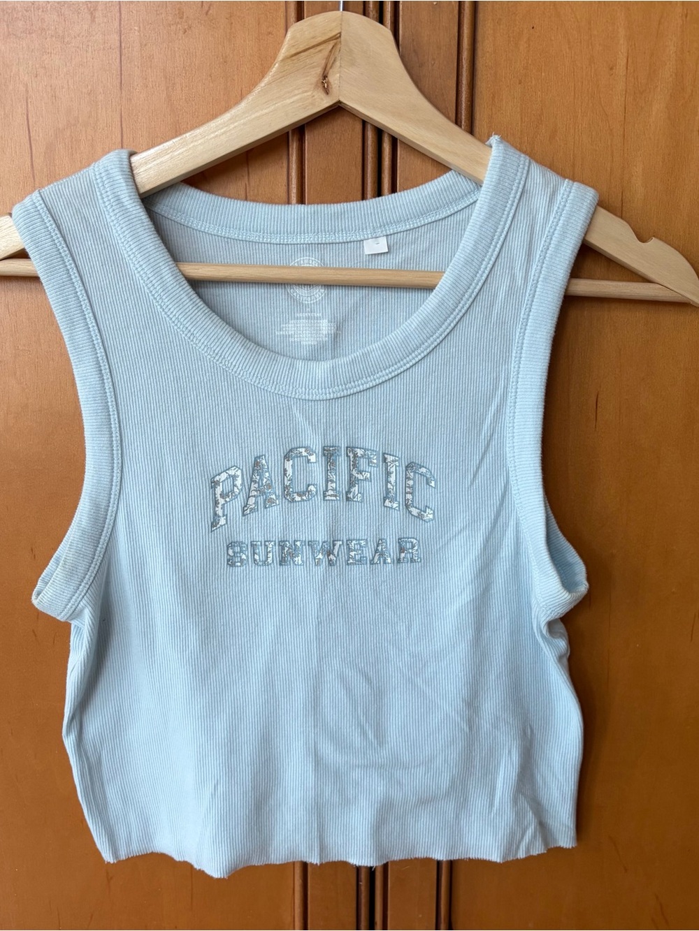 PacSun Pacific Sunwear Women’s Light Blue Ribbed Crop Tank Top Sz M